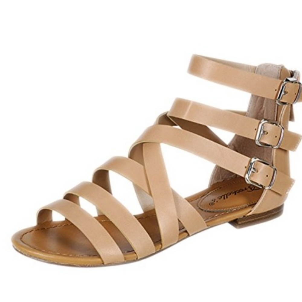 New Beige Natural Strappy Gladiator Flat Sandals